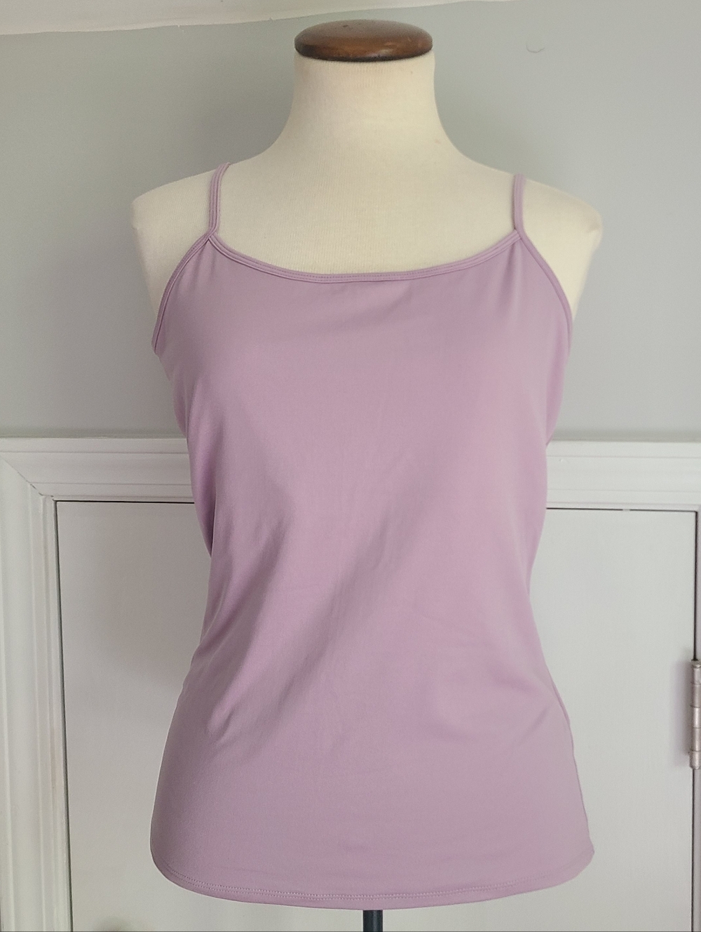 White House Black Market Scoop Neck Cami Tank Top L Stretch Built In Bra Fitted
